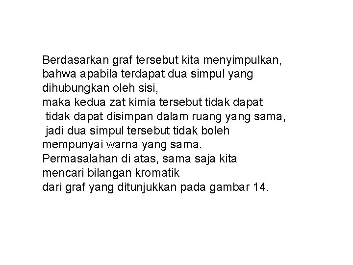 Berdasarkan graf tersebut kita menyimpulkan, bahwa apabila terdapat dua simpul yang dihubungkan oleh sisi,