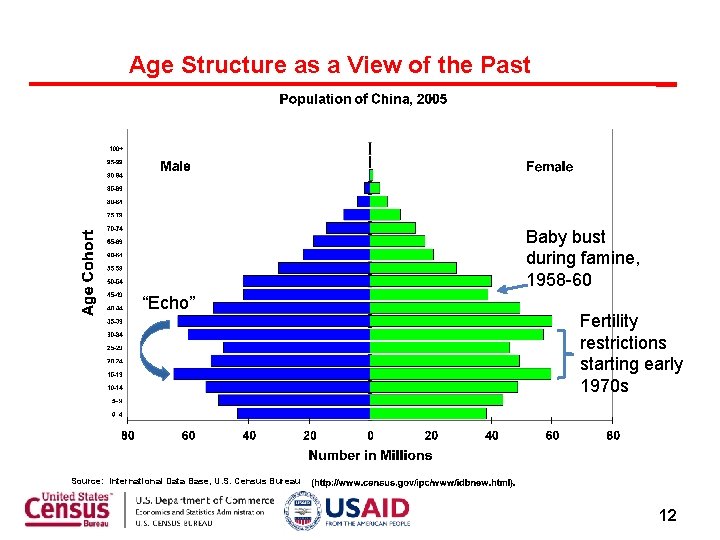 Age Structure as a View of the Past Baby bust during famine, 1958 -60