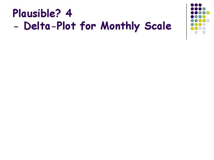 Plausible? 4 - Delta-Plot for Monthly Scale 