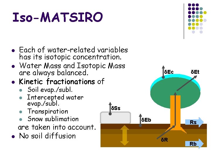 Iso-MATSIRO l l l Each of water-related variables has its isotopic concentration. Water Mass