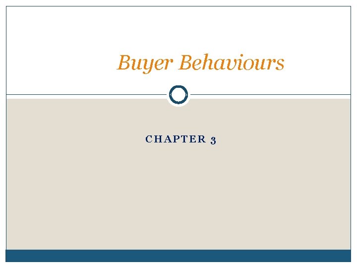 Buyer Behaviours CHAPTER 3 