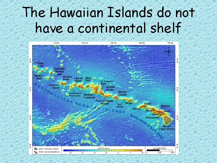 The Hawaiian Islands do not have a continental shelf 