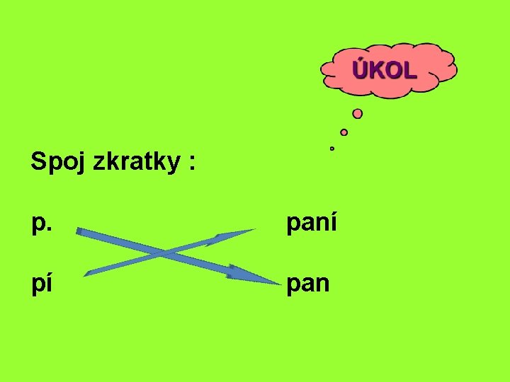 Spoj zkratky : p. paní pí pan 