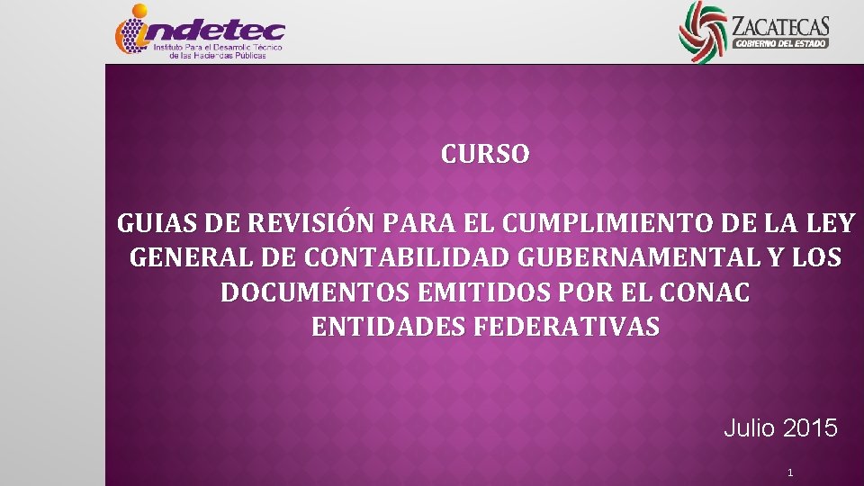 CURSO GUIAS DE REVISIÓN PARA EL CUMPLIMIENTO DE LA LEY GENERAL DE CONTABILIDAD GUBERNAMENTAL