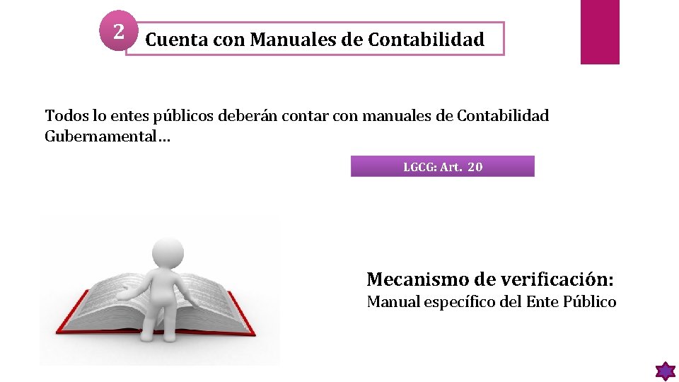 2 Cuenta con Manuales de Contabilidad Todos lo entes públicos deberán contar con manuales