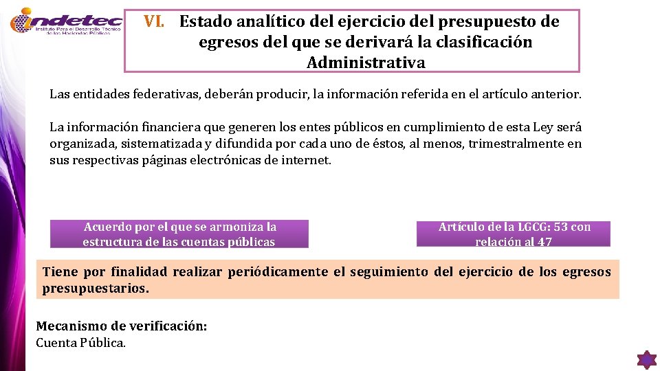 VI. Estado analítico del ejercicio del presupuesto de egresos del que se derivará la