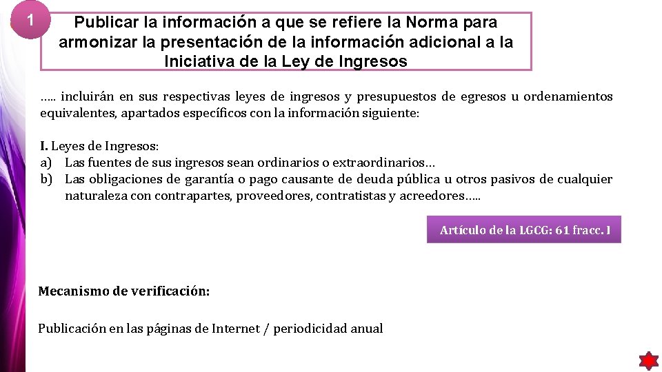1 Publicar la información a que se refiere la Norma para armonizar la presentación