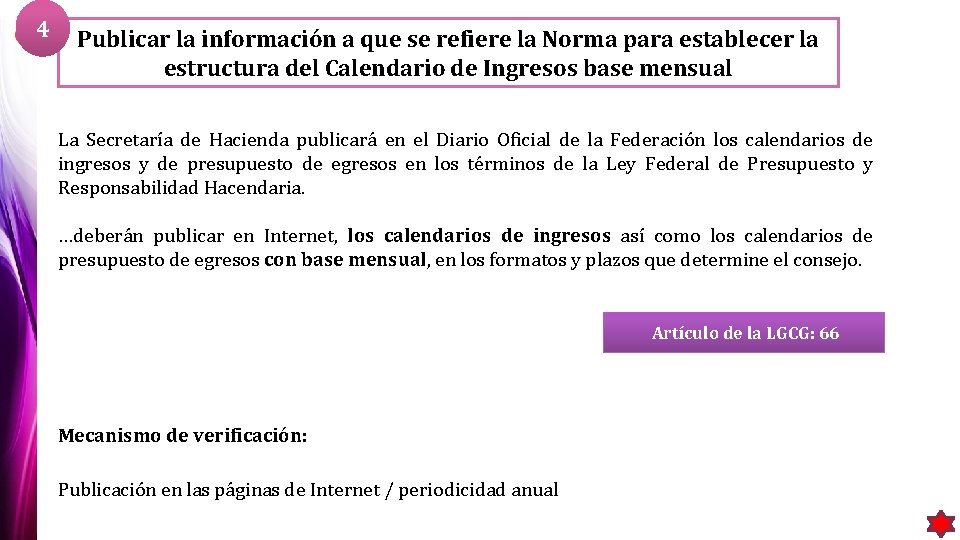 4 Publicar la información a que se refiere la Norma para establecer la estructura
