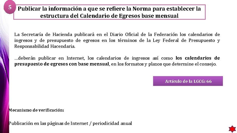 5 Publicar la información a que se refiere la Norma para establecer la estructura