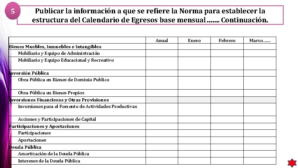 5 Publicar la información a que se refiere la Norma para establecer la estructura