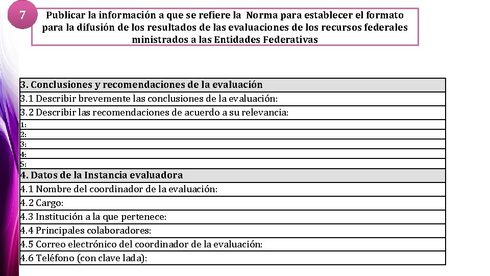 7 Publicar la información a que se refiere la Norma para establecer el formato