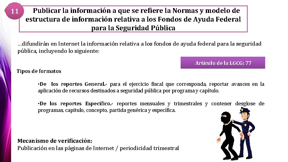 11 Publicar la información a que se refiere la Normas y modelo de estructura