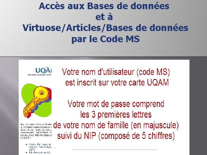 Accès aux Bases de données et à Virtuose/Articles/Bases de données par le Code MS