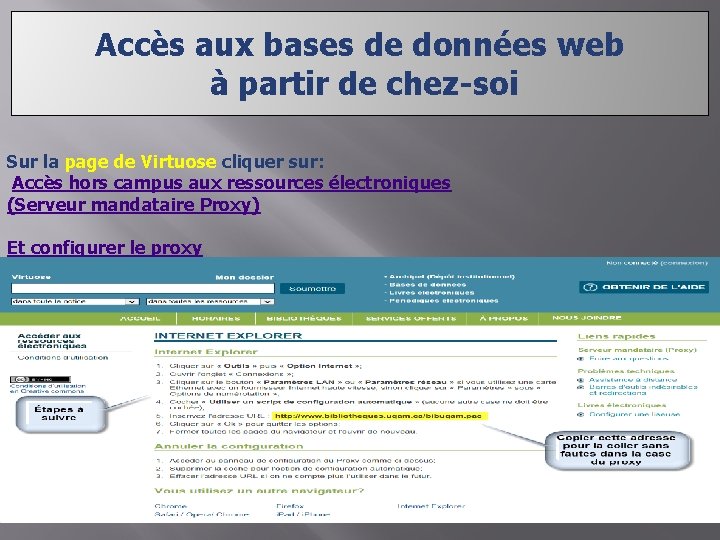 Accès aux bases de données web à partir de chez-soi Sur la page de