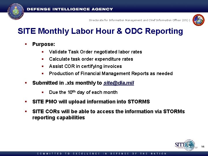 Directorate for Information Management and Chief Information Officer (DS) | SITE Monthly Labor Hour