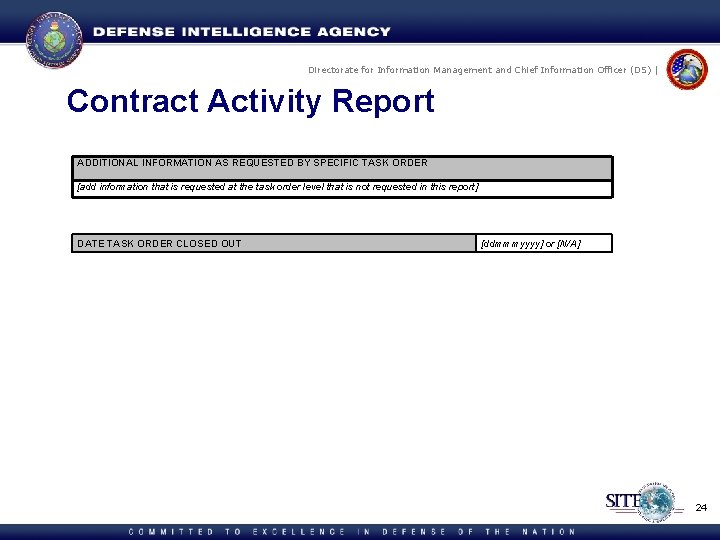 Directorate for Information Management and Chief Information Officer (DS) | Contract Activity Report ADDITIONAL