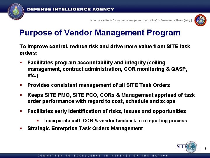 Directorate for Information Management and Chief Information Officer (DS) | Purpose of Vendor Management