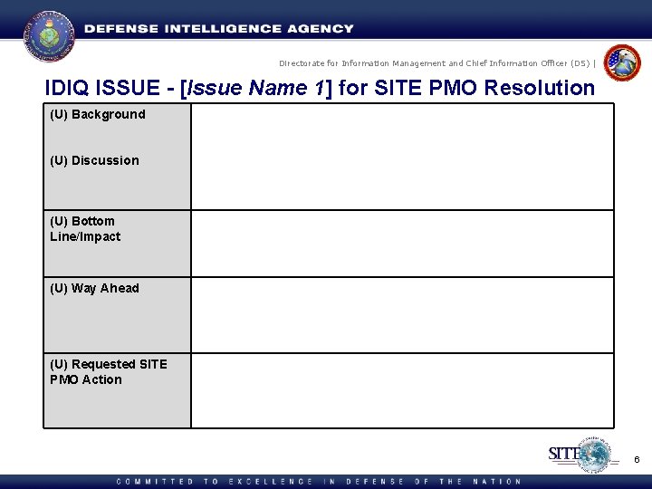 Directorate for Information Management and Chief Information Officer (DS) | IDIQ ISSUE - [Issue