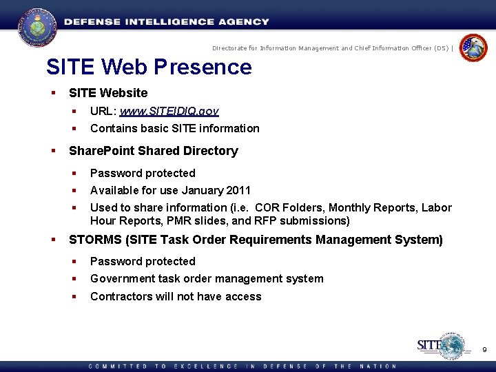 Directorate for Information Management and Chief Information Officer (DS) | SITE Web Presence §