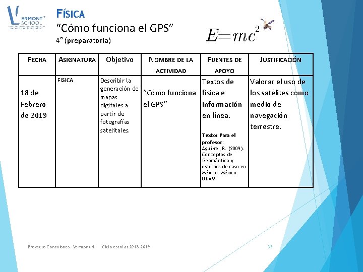 FÍSICA “Cómo funciona el GPS” 4° (preparatoria) FECHA 18 de Febrero de 2019 ASIGNATURA