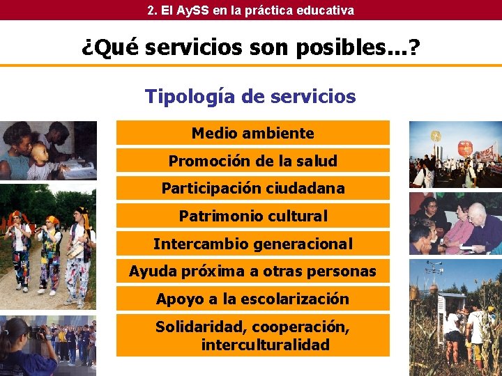 2. El Ay. SS en la práctica educativa ¿Qué servicios son posibles. . . 2. El Ay. SS en la práctica educativa ¿Qué servicios son posibles. . .