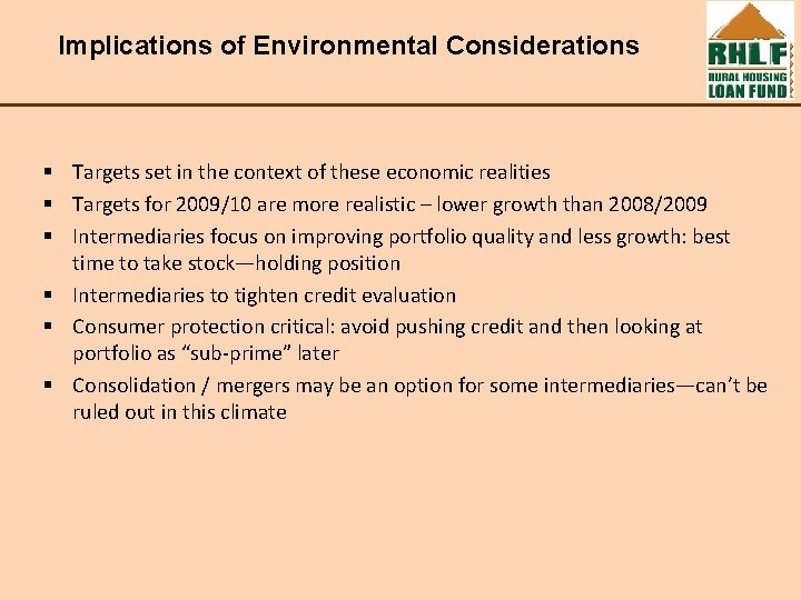 Implications of Environmental Considerations § Targets set in the context of these economic realities