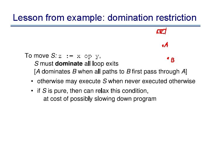 Lesson from example: domination restriction 