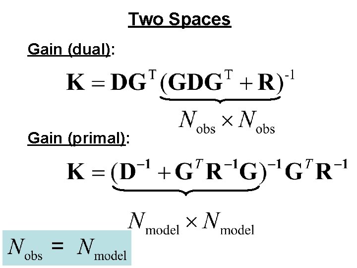 Two Spaces Gain (dual): Gain (primal): 