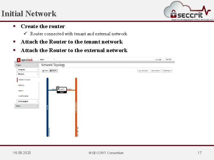 Initial Network § Create the router ü Router connected with tenant and external network