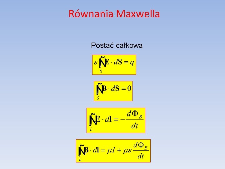 Równania Maxwella Postać całkowa 