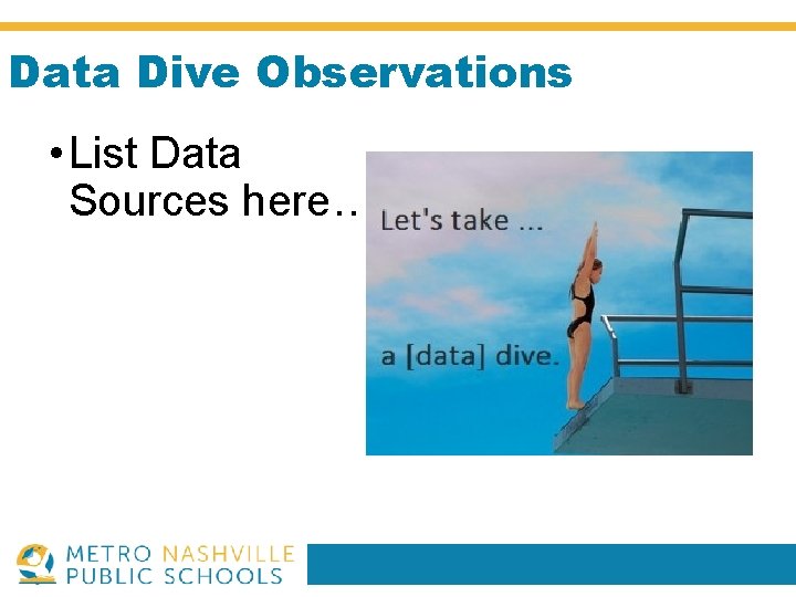 Data Dive Observations • List Data Sources here… 