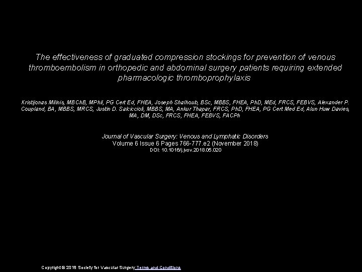 The effectiveness of graduated compression stockings for prevention of venous thromboembolism in orthopedic and