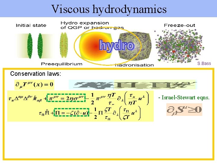 Viscous hydrodynamics S. Bass Conservation laws: - Israel-Stewart eqns. 