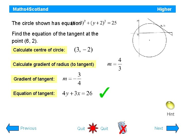 Maths 4 Scotland Higher The circle shown has equation Find the equation of the