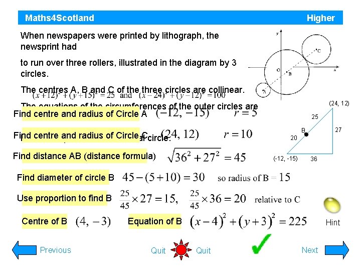 Maths 4 Scotland Higher When newspapers were printed by lithograph, the newsprint had to