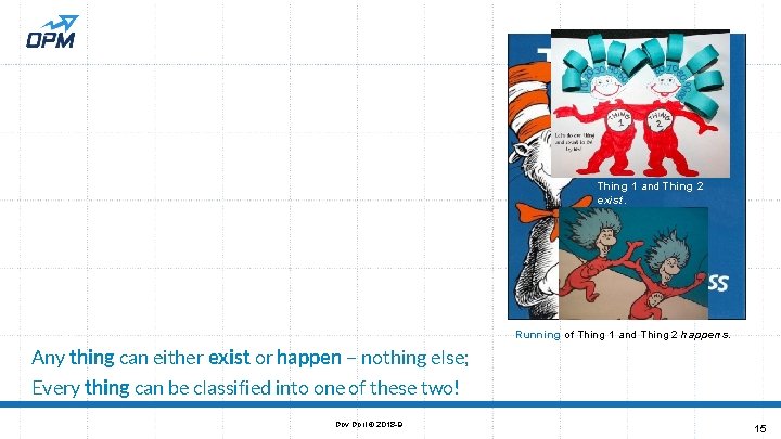 Thing 1 and Thing 2 exist. Running of Thing 1 and Thing 2 happens.