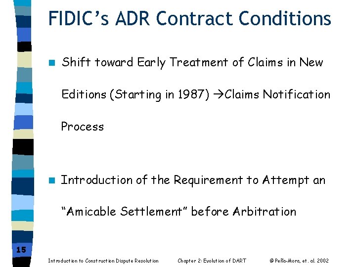 FIDIC’s ADR Contract Conditions n Shift toward Early Treatment of Claims in New Editions