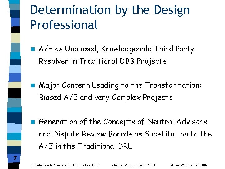 Determination by the Design Professional n A/E as Unbiased, Knowledgeable Third Party Resolver in