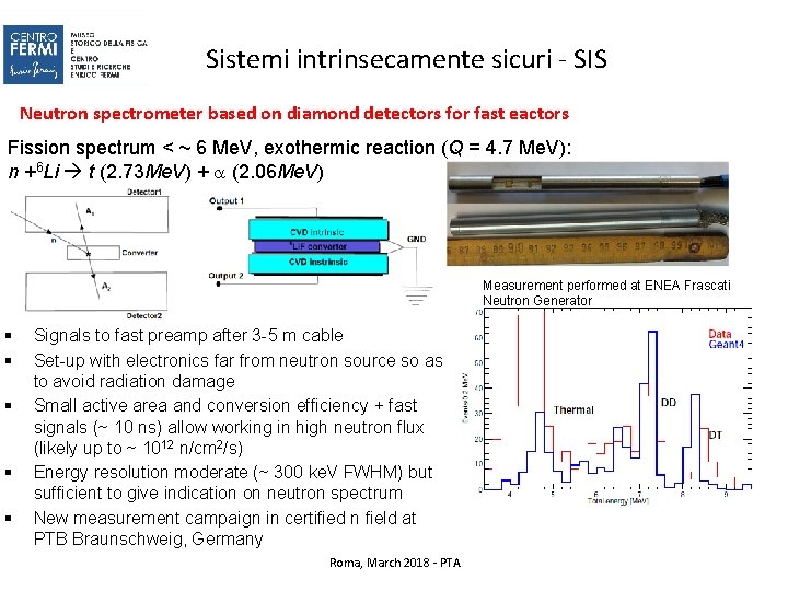 Sistemi intrinsecamente sicuri - SIS Neutron spectrometer based on diamond detectors for fast eactors Sistemi intrinsecamente sicuri - SIS Neutron spectrometer based on diamond detectors for fast eactors