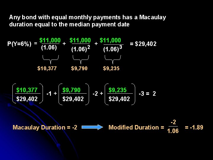 Any bond with equal monthly payments has a Macaulay duration equal to the median