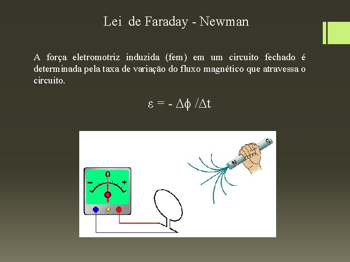 Lei de Faraday - Newman A força eletromotriz induzida (fem) em um circuito fechado