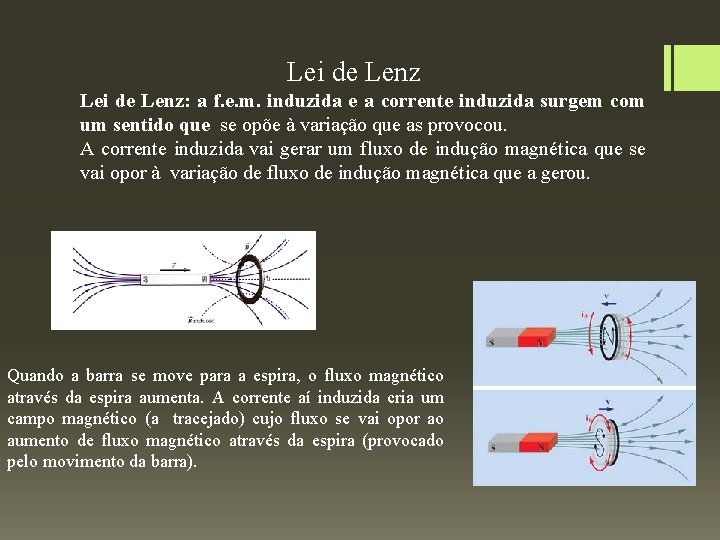 Lei de Lenz: a f. e. m. induzida e a corrente induzida surgem com