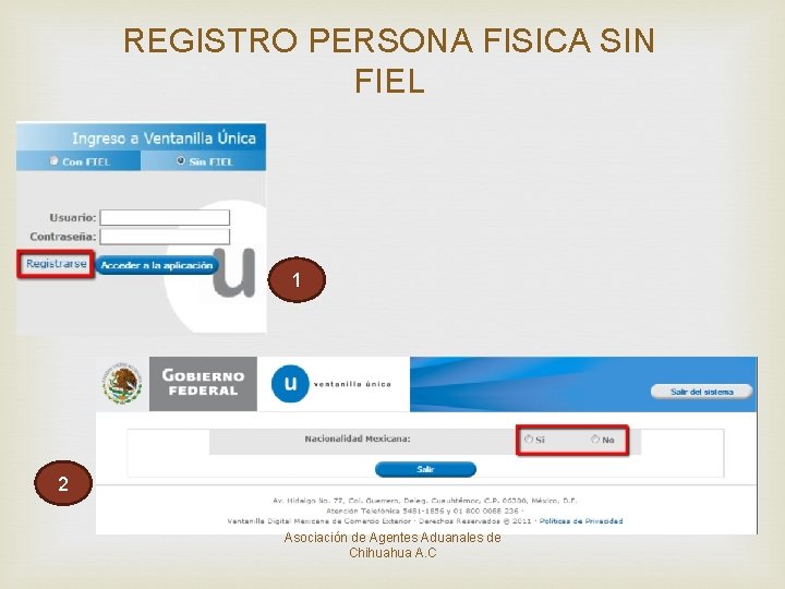 REGISTRO PERSONA FISICA SIN FIEL 1 2 Asociación de Agentes Aduanales de Chihuahua A.