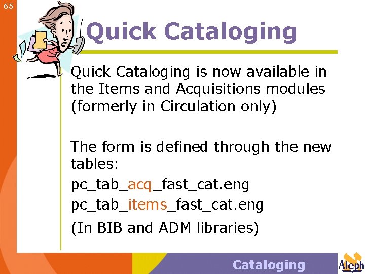 65 Quick Cataloging is now available in the Items and Acquisitions modules (formerly in