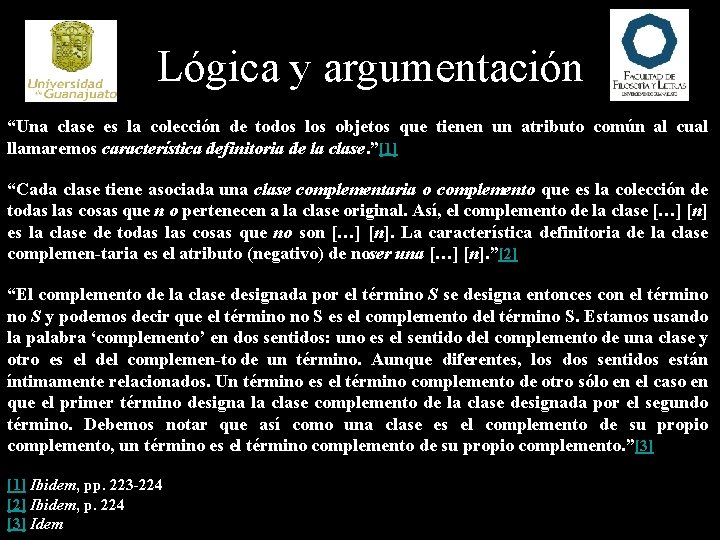 Lógica y argumentación “Una clase es la colección de todos los objetos que tienen