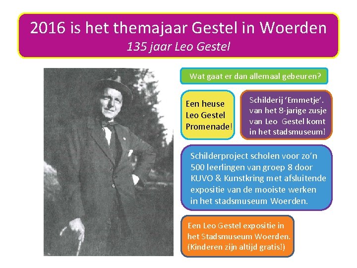 2016 is het themajaar Gestel in Woerden 135 jaar Leo Gestel Wat gaat er