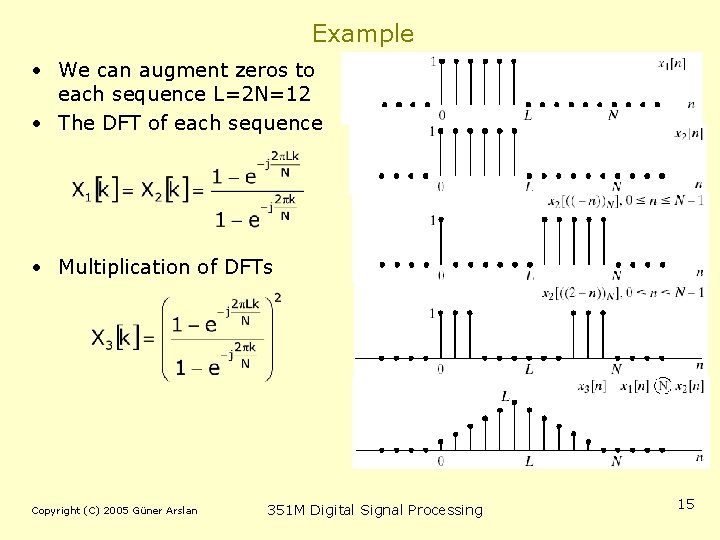 Example • We can augment zeros to each sequence L=2 N=12 • The DFT