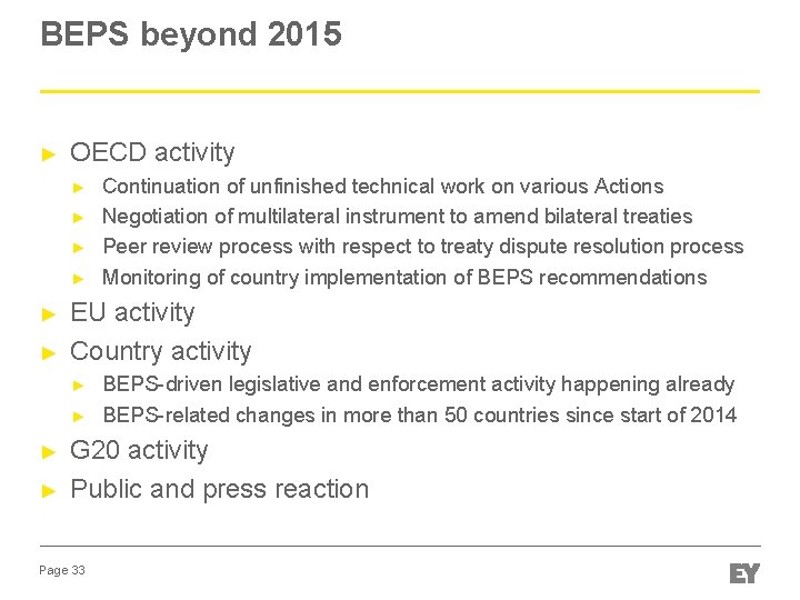 BEPS beyond 2015 ► OECD activity ► ► ► EU activity Country activity ►