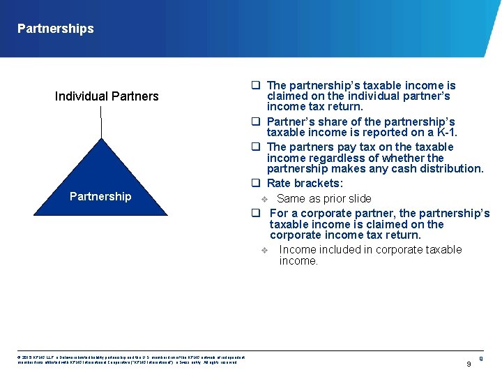 Partnerships Individual Partnership © 2015 KPMG LLP, a Delaware limited liability partnership and the
