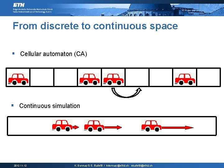 From discrete to continuous space § Cellular automaton (CA) § Continuous simulation 2012 -11